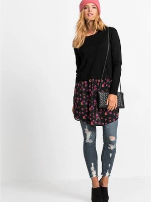 Sweter z wstawką w optyce spódnicy bonprix