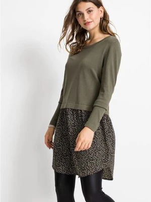 Sweter z wstawką w optyce spódnicy bonprix