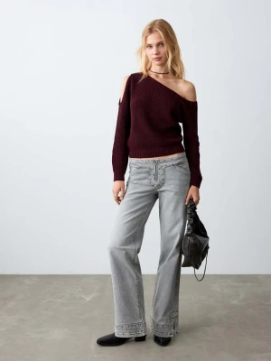 Sweter z wycięciem na ramieniu kasztanowy - Teen - - MANGO TEEN