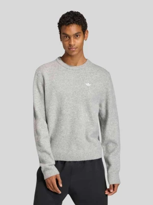 Sweter z wyhaftowanym logo adidas Originals Średnioszary melanż