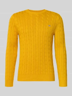 sweter o kroju regular fit z wyhaftowanym logo Gant Ciemnożółty