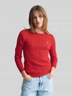 Sweter z wyhaftowanym logo Gant Czerwony