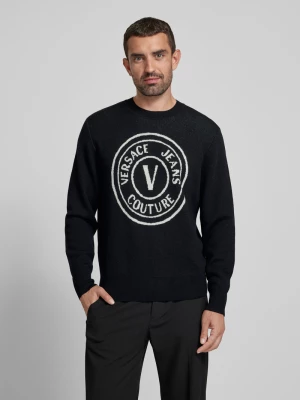 Sweter z wyhaftowanym logo i okrągłym dekoltem Versace Jeans Couture