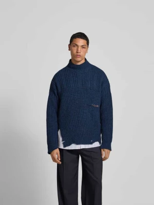 Sweter z wyhaftowanym logo Marni Ciemnoniebieski