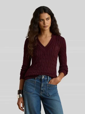 sweter w kroju regular fit z mieszanki bawełny Lauren Ralph Lauren Bordowy