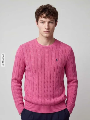 Sweter z wyhaftowanym logo Polo Ralph Lauren Mocnoróżowy