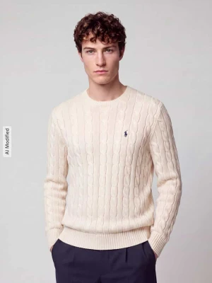 Sweter z wyhaftowanym logo Polo Ralph Lauren Złamany biały