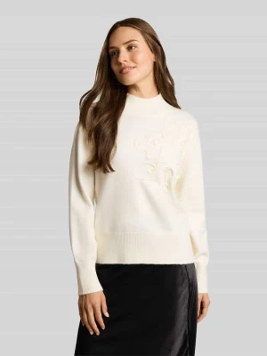Sweter z wypukłym haftem Tom Tailor Biały