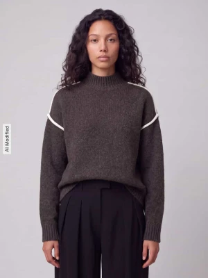 Sweter z wypustki w kontrastowym kolorze na rękawie Vero Moda
