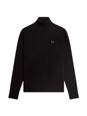 Sweter z wysokim kołnierzem z mieszanki bawełny i ekologicznej wełny merino Fred Perry