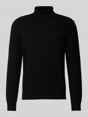 Sweter z wywijanym kołnierzem i wyhaftowanym logo Lerros