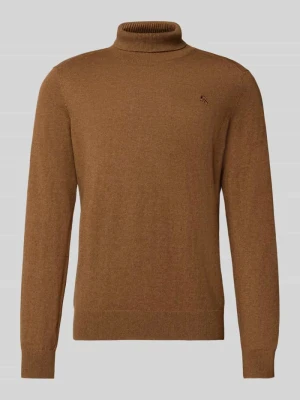 Sweter z wywijanym kołnierzem i wyhaftowanym logo Lerros
