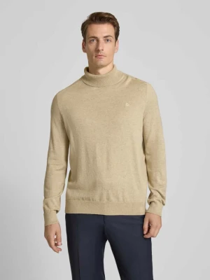 Sweter z wywijanym kołnierzem i wyhaftowanym logo Lerros