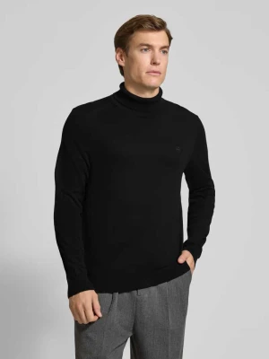 Sweter z wywijanym kołnierzem i wyhaftowanym logo Lerros