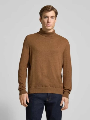 Sweter z wywijanym kołnierzem i wyhaftowanym logo Lerros