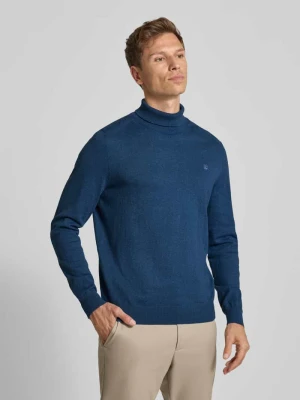 Sweter z wywijanym kołnierzem i wyhaftowanym logo Lerros