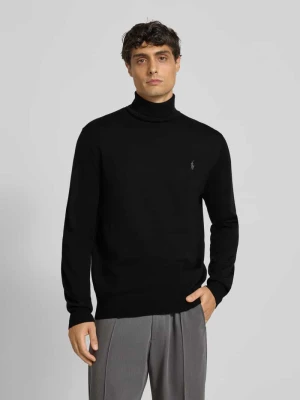 Sweter z wywijanym kołnierzem i wyhaftowanym logo Polo Ralph Lauren