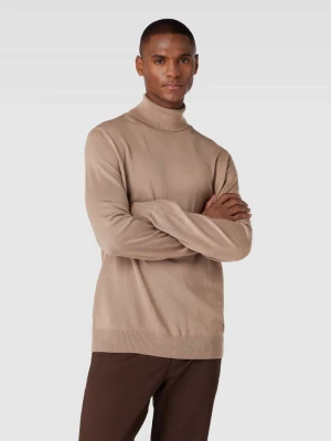 Sweter z wywijanym kołnierzem męski JOOP! Collection;Czysta żywa wełna;Prosty krój;Model ‘Donte’;Jednolity kolor;Detal z logo;Długość tyłu w rozmiarze M: 71 cm;