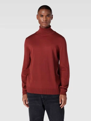 Sweter z wywijanym kołnierzem męski JOOP! Collection;Czysta żywa wełna;Prosty krój;Model ‘Donte’;Jednolity kolor;Detal z logo;Długość tyłu w rozmiarze M: 71 cm;