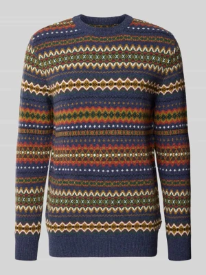 Sweter z żakardową strukturą Barbour Granatowy melanż