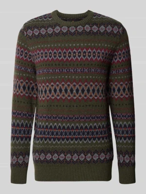 Sweter z żakardową strukturą Barbour Oliwkowy