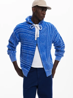 Sweter z zamkiem błyskawicznym w warkoczowy wzór Desigual