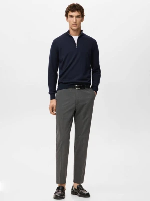 Zdjęcie produktu Sweter z zamkiem przy kołnierzu 100% wełna merino granatowy - Mężczyzna - - MANGO MAN