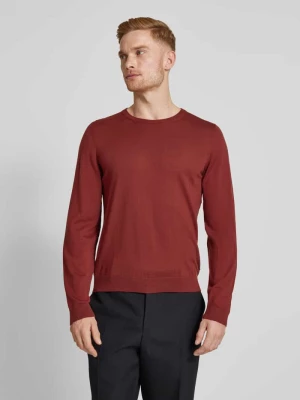 Sweter z żywej wełny z detalem z logo model ‘Leno’ Boss