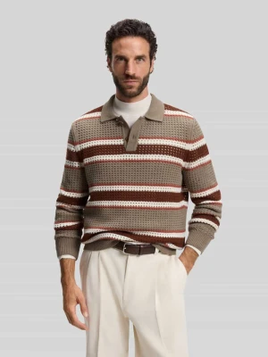 Sweter z żywej wełny z kołnierzykiem polo model 'C-Fincenzo' Boss Beżowy
