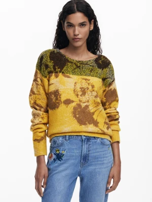 Sweter w kwiaty Jacquard Desigual