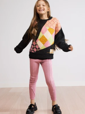 Sweter żakardowy w romby Desigual brązowy