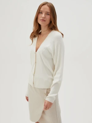 Sweter zapinany na ozdobne guziki biały Moodo