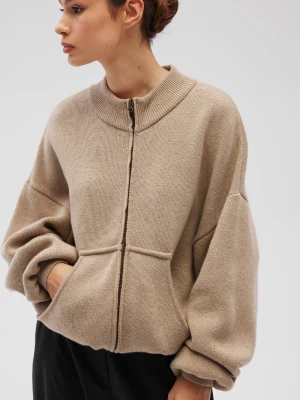 Sweter zapinany na zamek w kolorze BEIGE - TUMBLY Marsala
