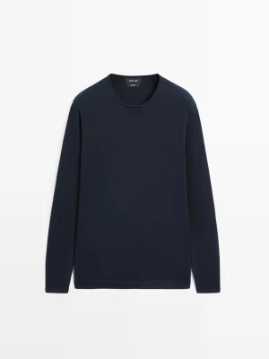 Zdjęcie produktu Sweter Ze 100% Bawełny Z Okrągłym Dekoltem - Granatowy - - Massimo Dutti - Mężczyzna