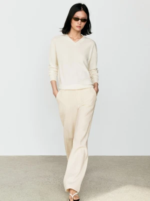 Sweter Ze 100% Kaszmiru - Surowy - Massimo Dutti - Female