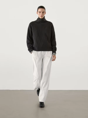 Zdjęcie produktu Sweter Ze 100% Kaszmiru Wykonany Ściegiem Perełkowym - Ołowiany - - Massimo Dutti - Kobieta