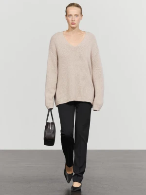 Sweter Ze 100% Kaszmiru Z Dekoltem W Serek - Norkowy - Massimo Dutti - Female