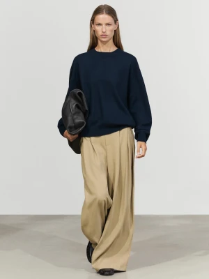 Sweter Ze 100% Kaszmiru Z Długim Rękawem - Granatowy - Massimo Dutti - Female