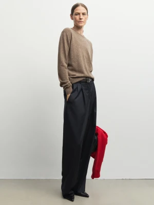 Sweter Ze 100% Kaszmiru Z Długim Rękawem - Szarobrązowy - Massimo Dutti - Female