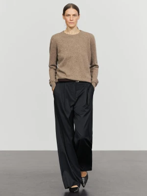 Sweter Ze 100% Kaszmiru Z Długim Rękawem - Szarobrązowy - Massimo Dutti - Female