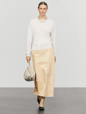 Sweter Ze 100% Wełny Z Okrągłym Dekoltem - Surowy - Massimo Dutti - Female