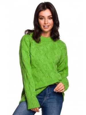 Sweter ze splotem typu warkocz - zielony Merg