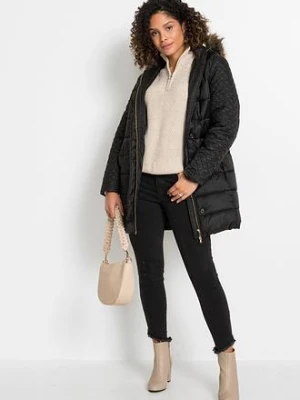 Sweter ze stójką w ażurowy wzór bonprix