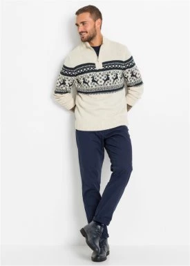 Sweter ze stójką w norweski wzór bonprix