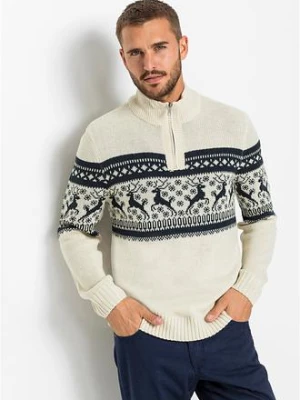 Sweter ze stójką w norweski wzór bonprix
