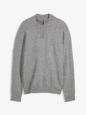 Sweter ze stójką z domieszką wełny BonPrix szary