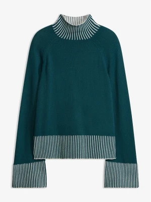 Sweter ze stójką, z miękkiej mieszanki kaszmiru BonPrix niebieski