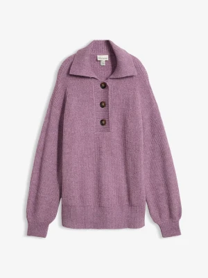 Sweter ze stójką, z mieszanki bawełny BonPrix fioletowy