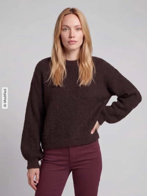 Sweter ze strukturą powierzchni model 'CARMEN' Vero Moda Czekoladowy