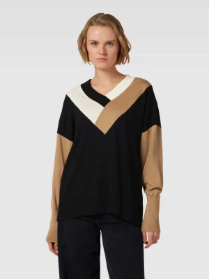 Sweter ze wzorem w stylu Colour Blocking i dekoltem w serek BOSS Black Women